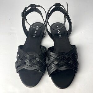 Coach Summers Black Leather Sandals 8.5